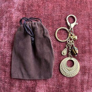 MATTE GOLD CIRCLE MEDALLION Bag Charm Gold Tone